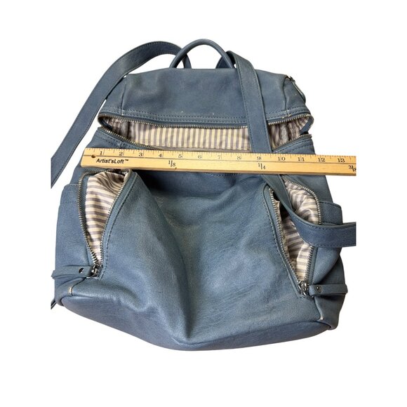 Miztique Backpack/Purse Blue Faux Leather Backpack Purse With Striped Lining - Picture 8 of 9